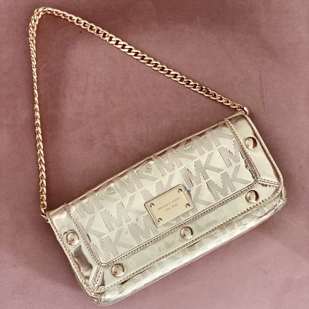 Michael Kors Gold Metallic Leather Shoulder Bag